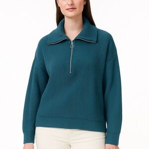 Talbots Women's Blue Pullover Preppy Half Zip Quarter Zip Size XL Mockneck